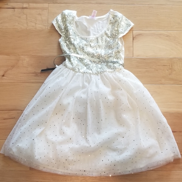 Justice Tulle Dress White and Gold - Picture 6 of 7